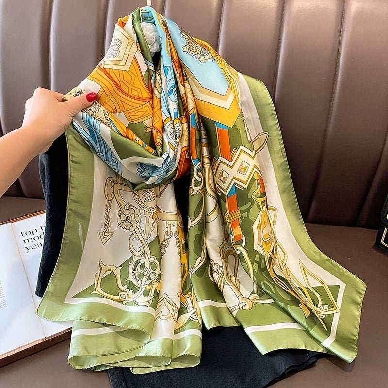 Printed satin silk scarf