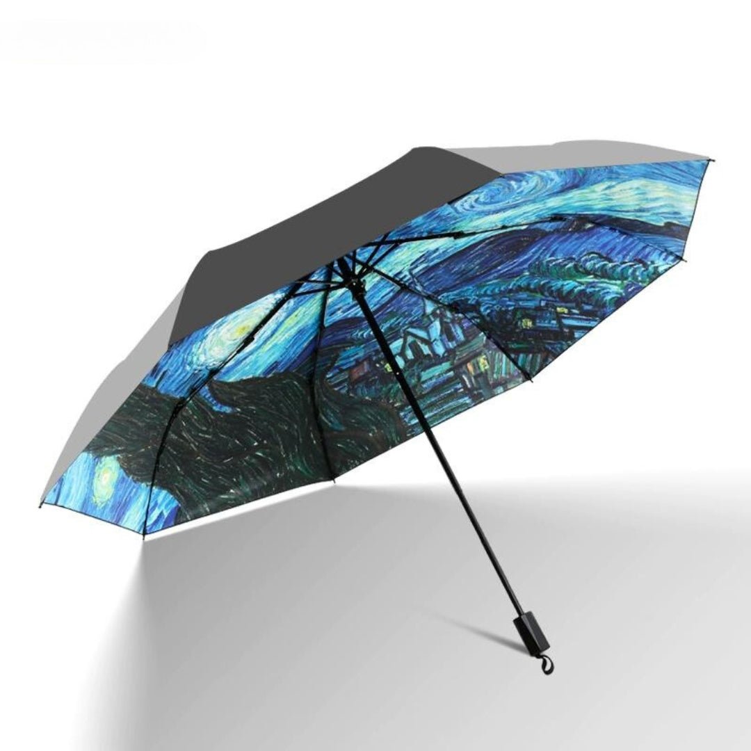 Starry Night Three-fold hand-opening oil painting all season umbrella