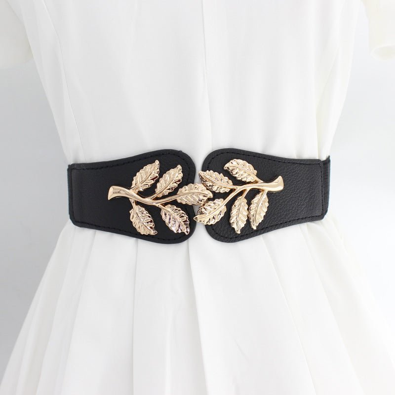 Gold Leaf Toggle Elasticated Waistband Women's Belt