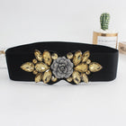 Rose Rhinestone Inlaid Buckle Adjustable Belt for Women