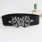 Rose Rhinestone Inlaid Buckle Adjustable Belt for Women