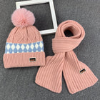 Children's Pullover Knitted, Fleece Cap and Muffler Combo Set