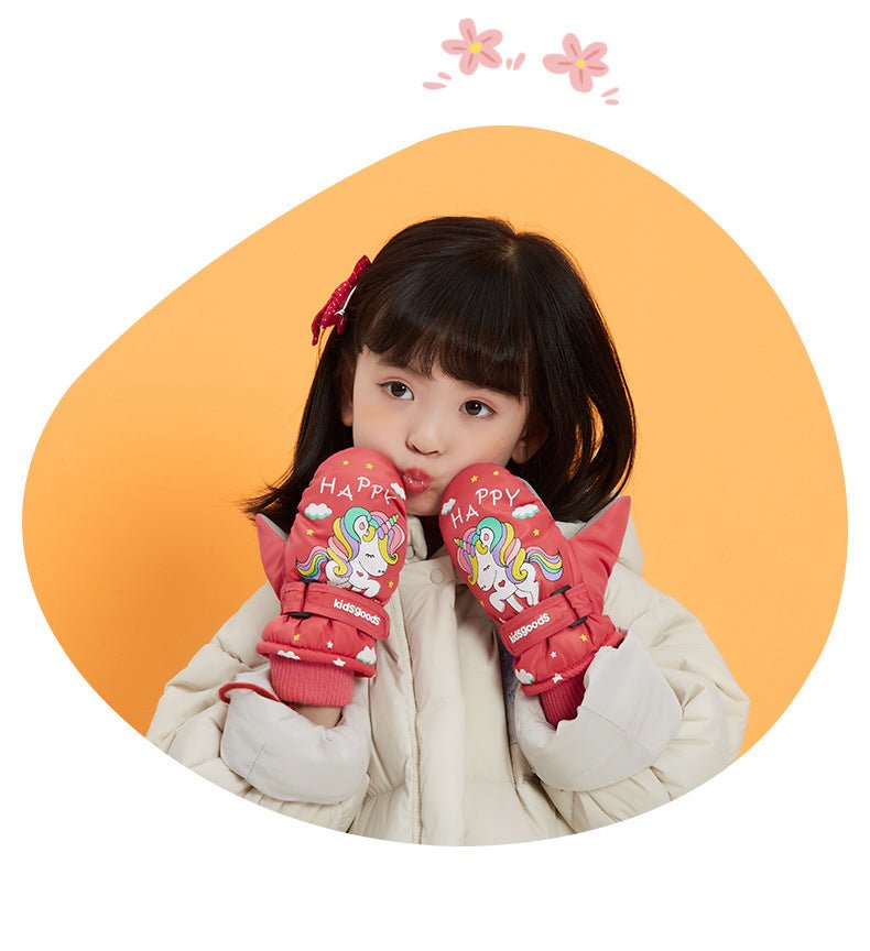 Windproof Thickened Cartoon Painted Luxury Hand gloves for Kids