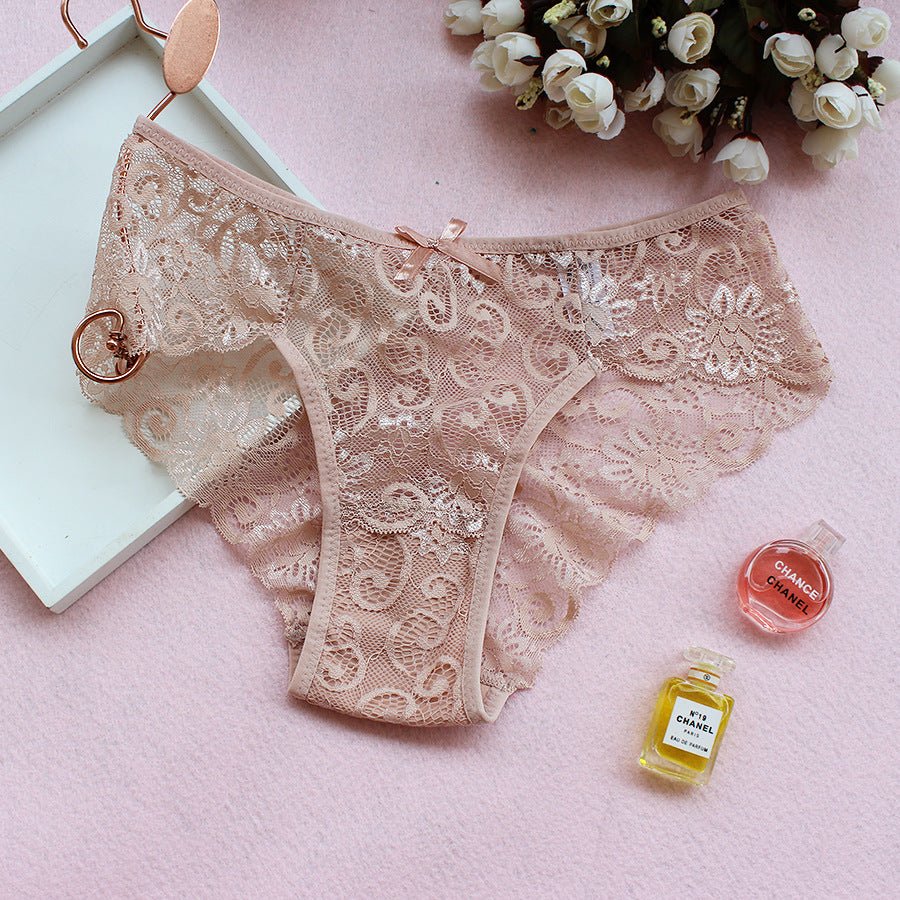 European Style Narrow Crotch Floral Mesh Ladies Panties