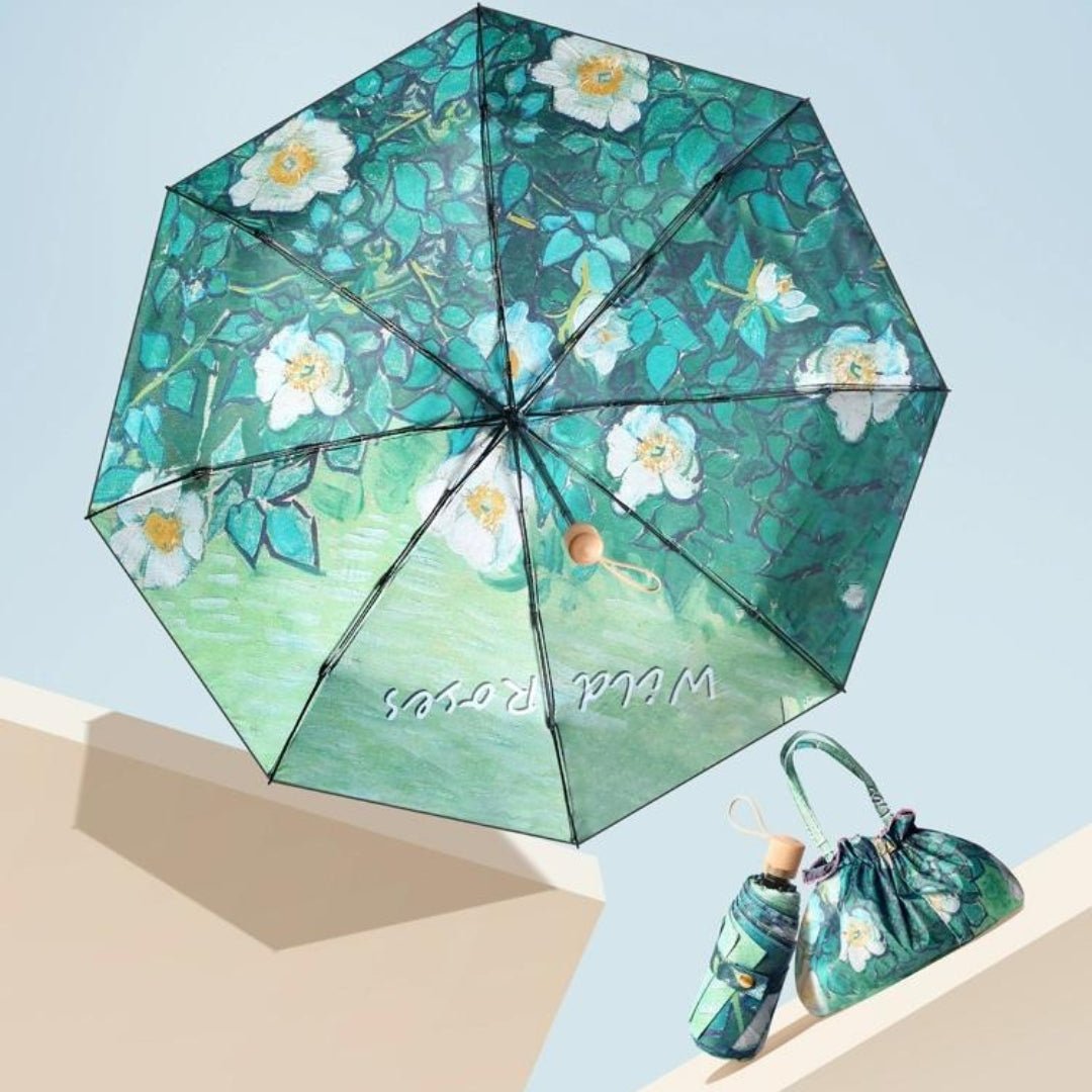 Double-layer hand-painted-style small folding umbrella