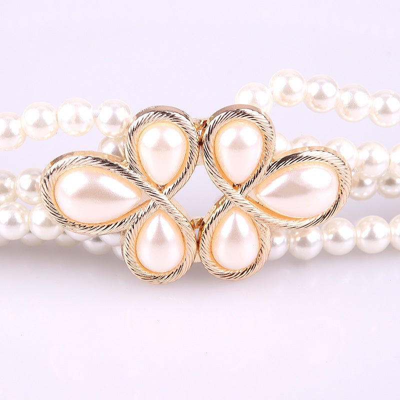 Pearl Diamond Flower Style Waist Chain Dress Decoration Belt For Women