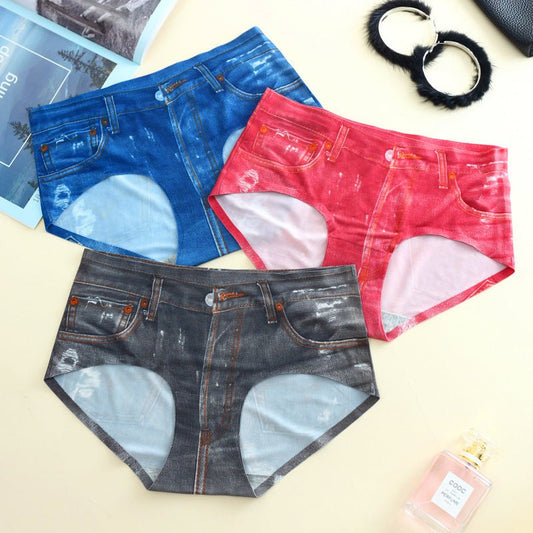 Explosive 3D Denim Digital Printing Comfortable Women's Panties