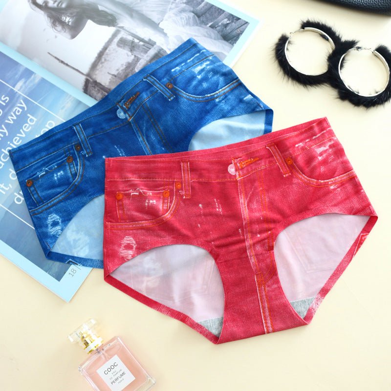 Explosive 3D Denim Digital Printing Comfortable Women's Panties