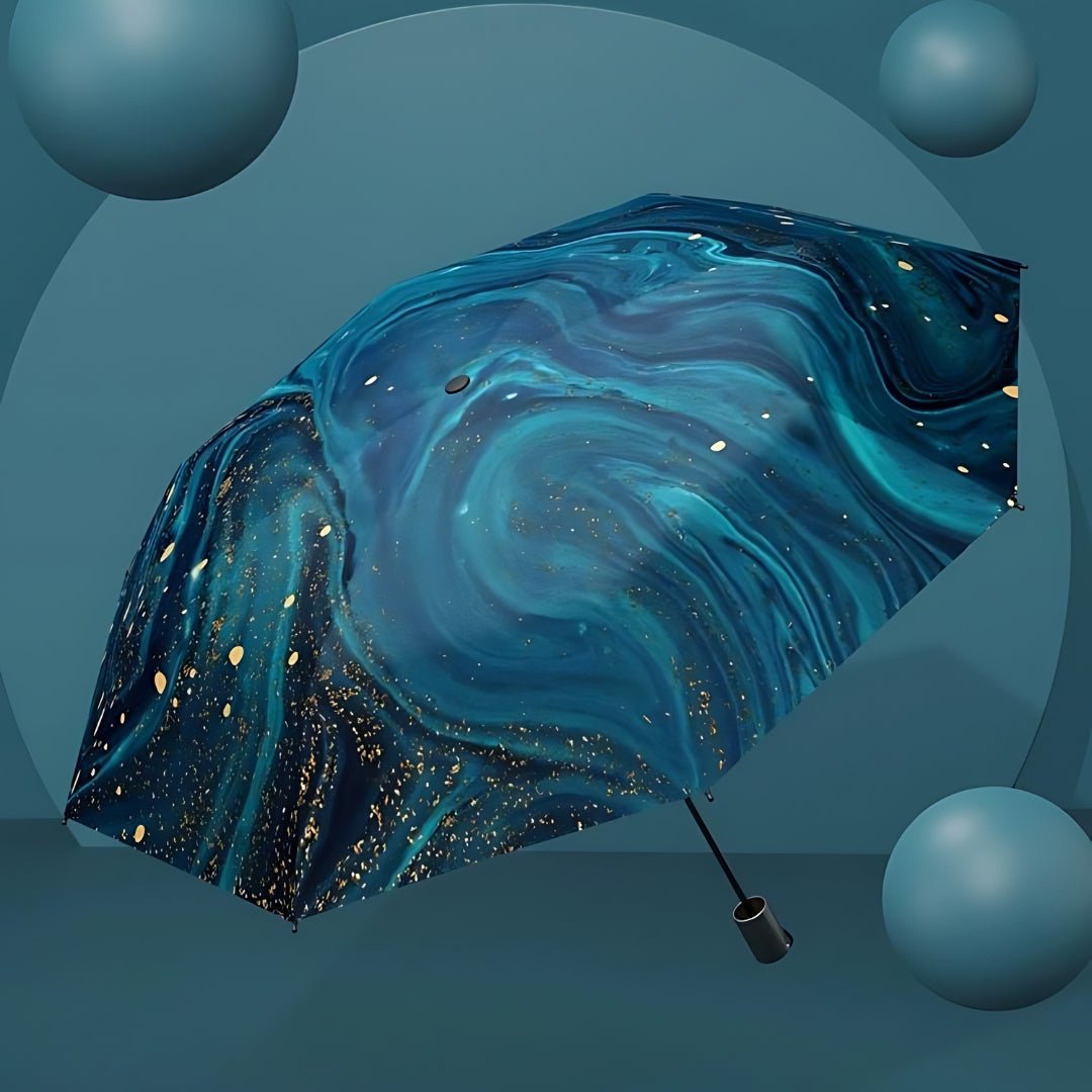 Folding compact and portable, light anti-ultraviolet five-fold umbrella.