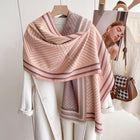 High Quality Pink Striped Design Women's Winter Shawl Scarf