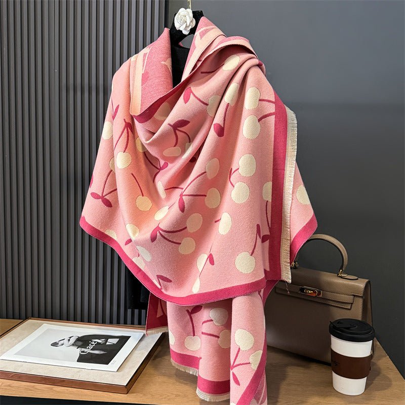 Beautiful Cherry Design Premium Women's Winter Shawl Scarf