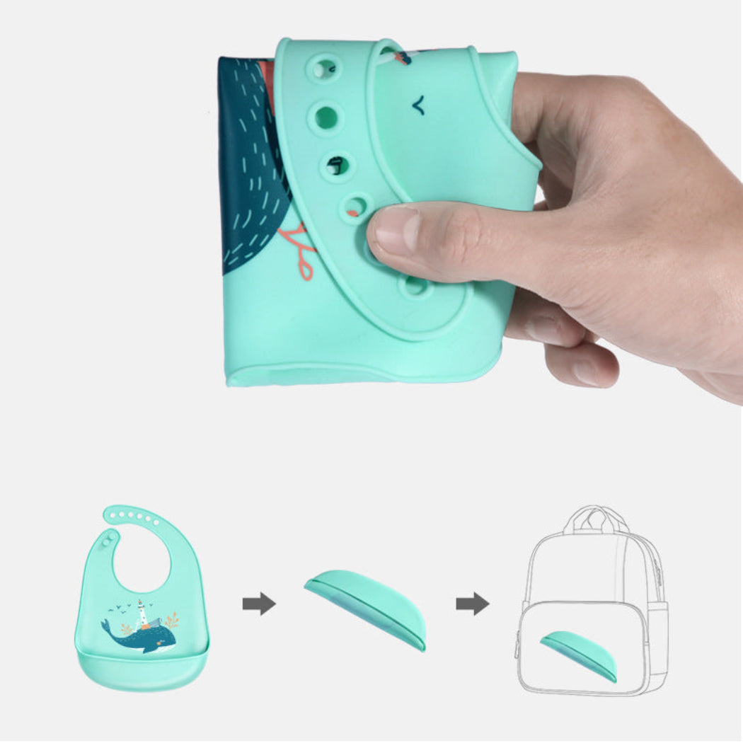 Waterproof Adjustable Children's Silicone bib With Rice Pocket