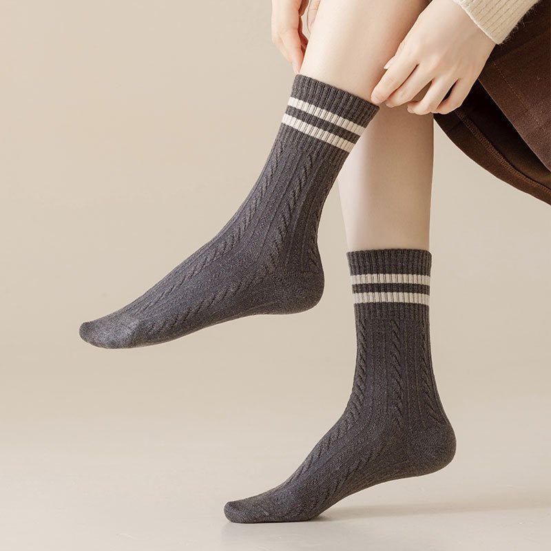 Women's winter thickened casual striped wool socks towel socks