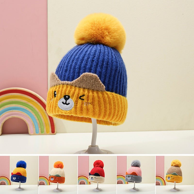 Children's Cute Bear fluffy knitted Winter Cap