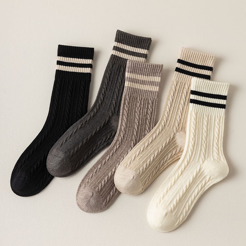 Women's winter thickened casual striped wool socks towel socks