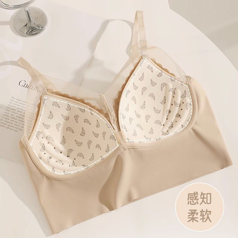 French Style Lace Integrated Suspender Padding Bra