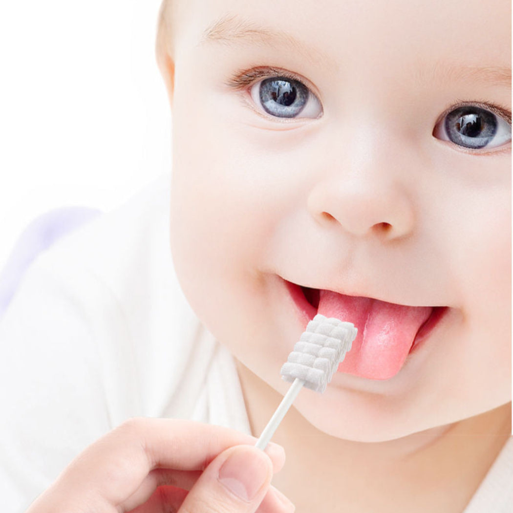 Newborn Children's Gauze Cotton Swab, Soft Bristle Baby Tongue Cleaner Toothbrush