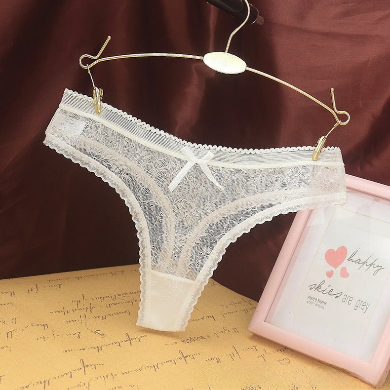 European Style Jacquard Lace Cotton Inseam Seamless Women's Thong Underwear