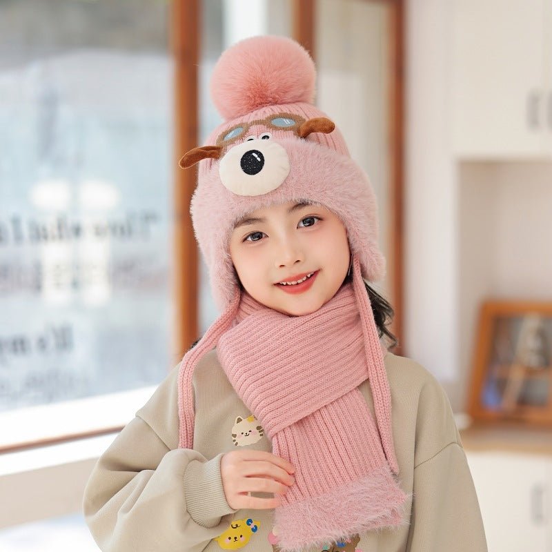 Children's Thich Cute knitted Warm Hat and Muffler Set