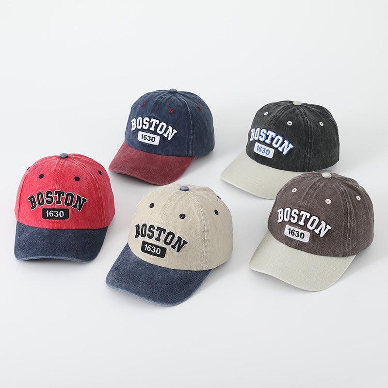 Stylish Washed Look and Sun Protected Embroidered Caps for Kids