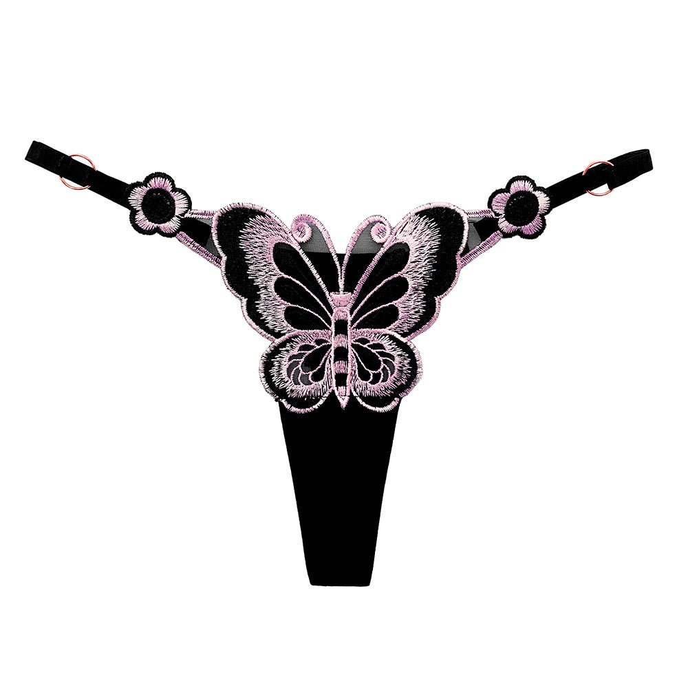 Exclusive Butterfly Embroidery Japanese Style Thong Female Panties