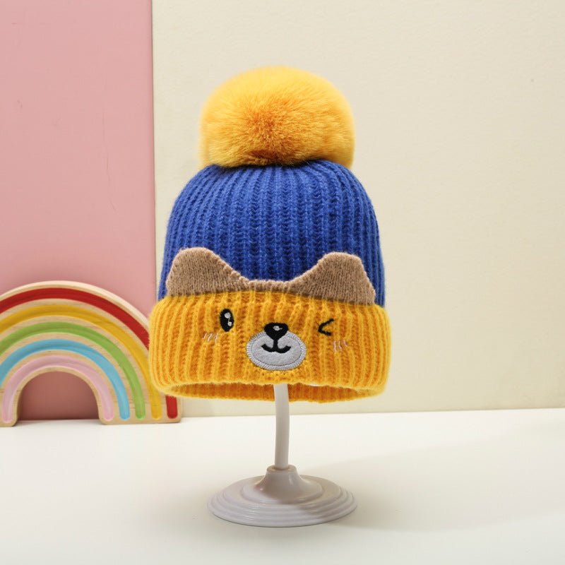 Children's Cute Bear fluffy knitted Winter Cap