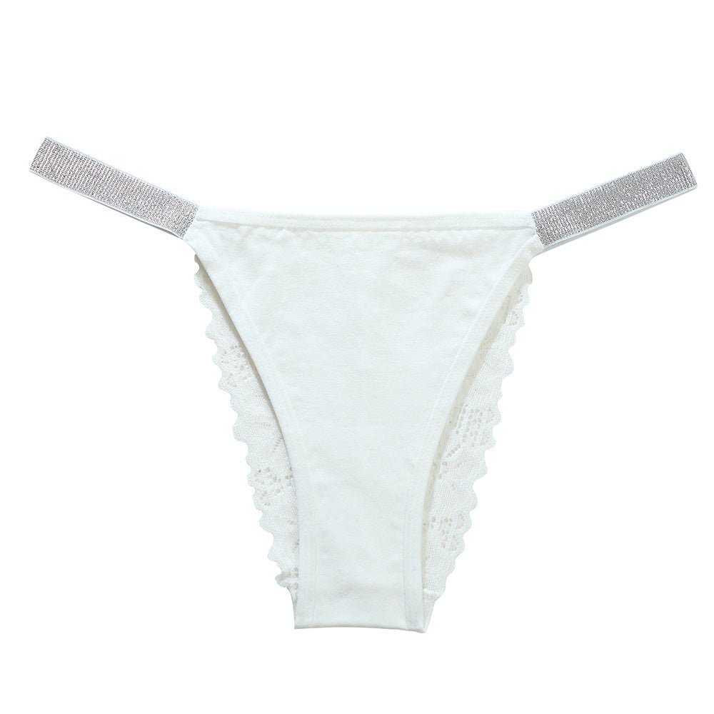 Solid Colour High Stretch Silver Ribbon Women's Thong Panties