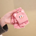 Half Finger Flap Style Warm Cute Hand Gloves for Kids