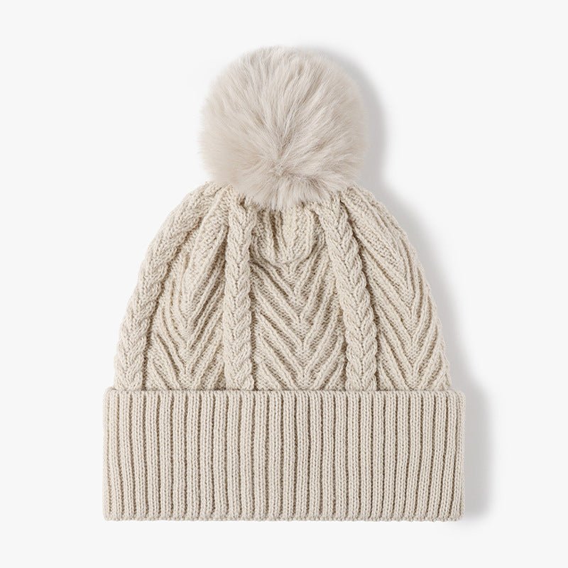 Winter warm thickened jacquard beanie knotted hat