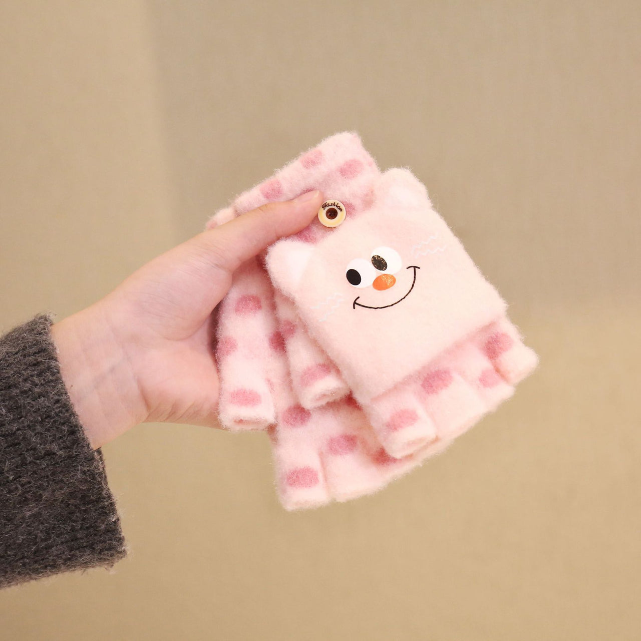 Half Finger Flap Style Warm Cute Hand Gloves for Kids