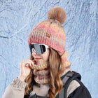 Two-piece Set Thick Fleece and Gradient Color knitted Beanie Scarf