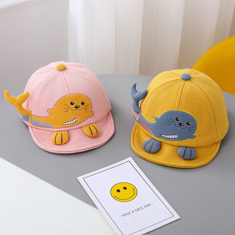 Soft Brimmed Baseball Caps for Cute Babies with Cute Otter