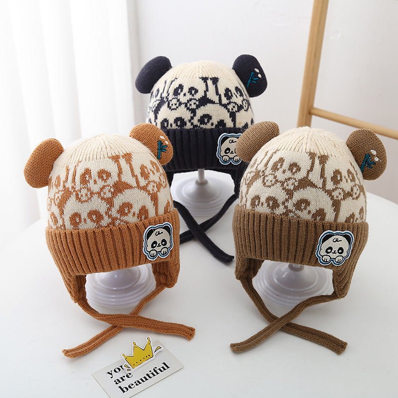 Kid's Ear Protecting Super Cute Panda Knitted Winter Cap