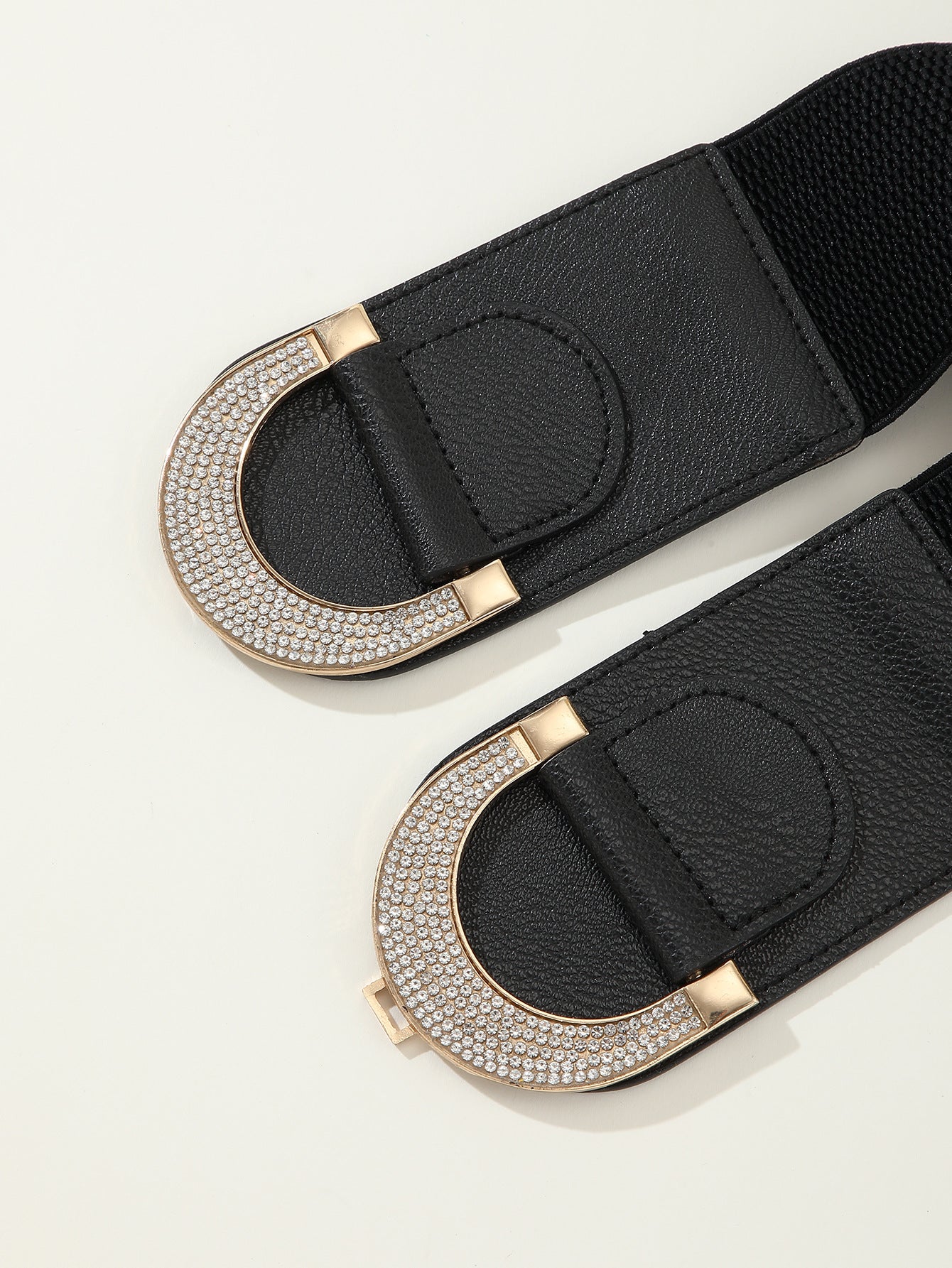 Rhinestone Inlaid D Shaped Buckle Adjustable Waist Belt For Female