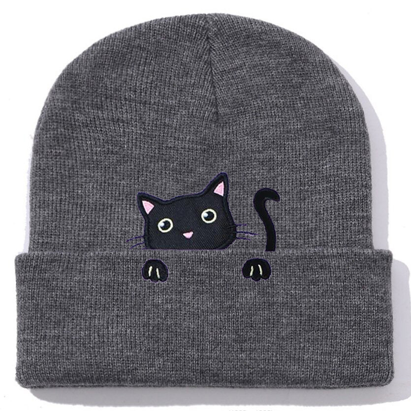 Women's Kitty Embroidery Cute Beanie Knitted Hat