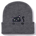 Women's Kitty Embroidery Cute Beanie Knitted Hat