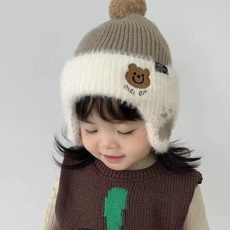 Children's Korean Style Pullover Trendy Knitted Cap With Earmuff