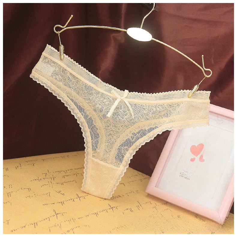 European Style Jacquard Lace Cotton Inseam Seamless Women's Thong Underwear