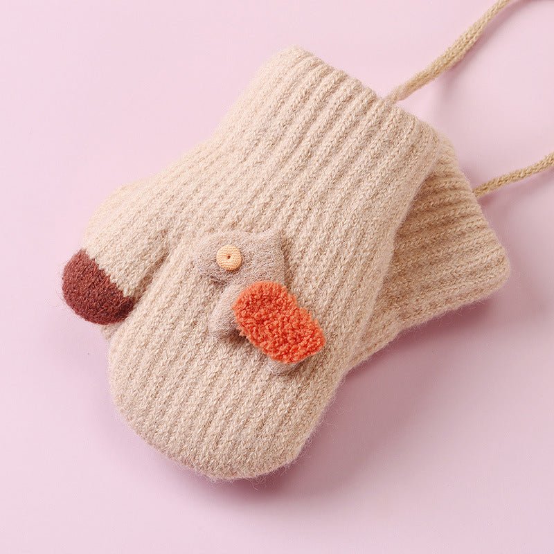 Cute Design Mittens Style Knitted Warm Hand Gloves for Children