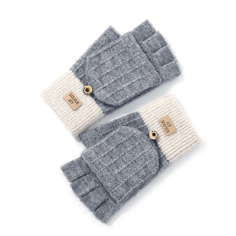 Winter knitted Women's Half Finger Outdoor Cold Protection Hand Gloves