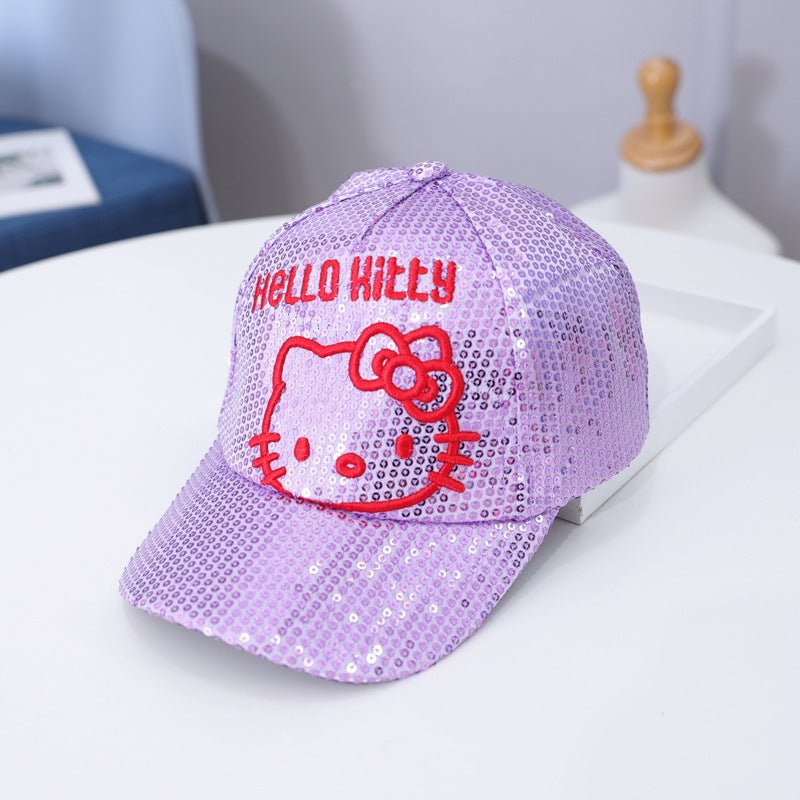 Cute & Shiny Hello Kitty Sequin Baseball Party Cap for Girls