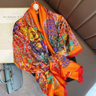 Multicolor Traditional Floral Design Silky Smooth Satin Silk Scarf