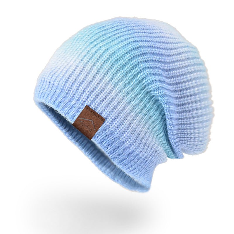 Gradient Tie-dye Style knitted Warm Beanie Cap For Women