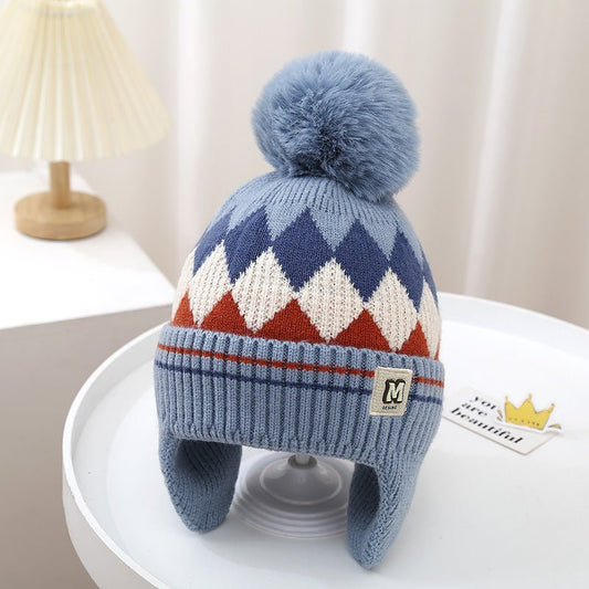 Children's Thick  Knitted Woolen Ear Protection Winter Cap