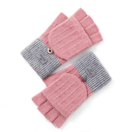 Winter knitted Women's Half Finger Outdoor Cold Protection Hand Gloves