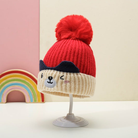 Children's Cute Bear fluffy knitted Winter Cap