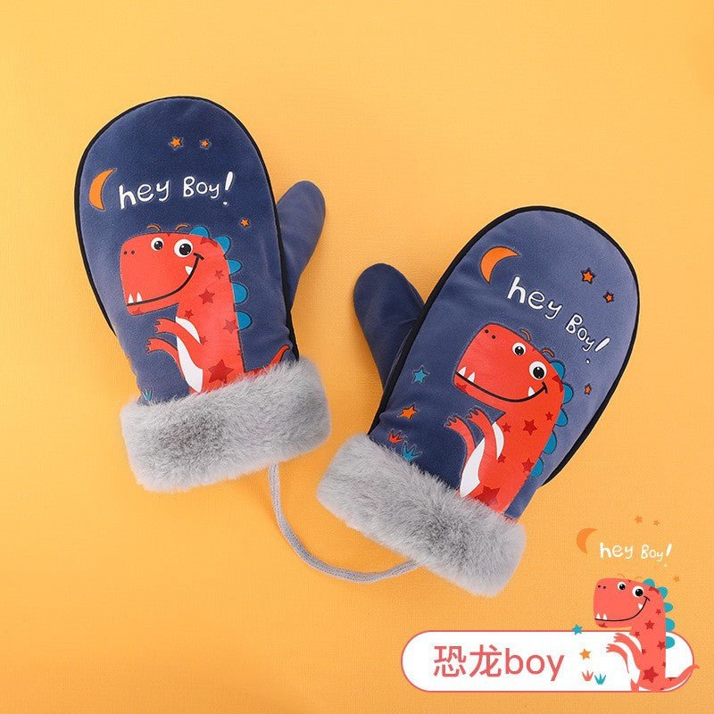 Windproof Thickened Cartoon Painted Luxury Hand gloves for Kids