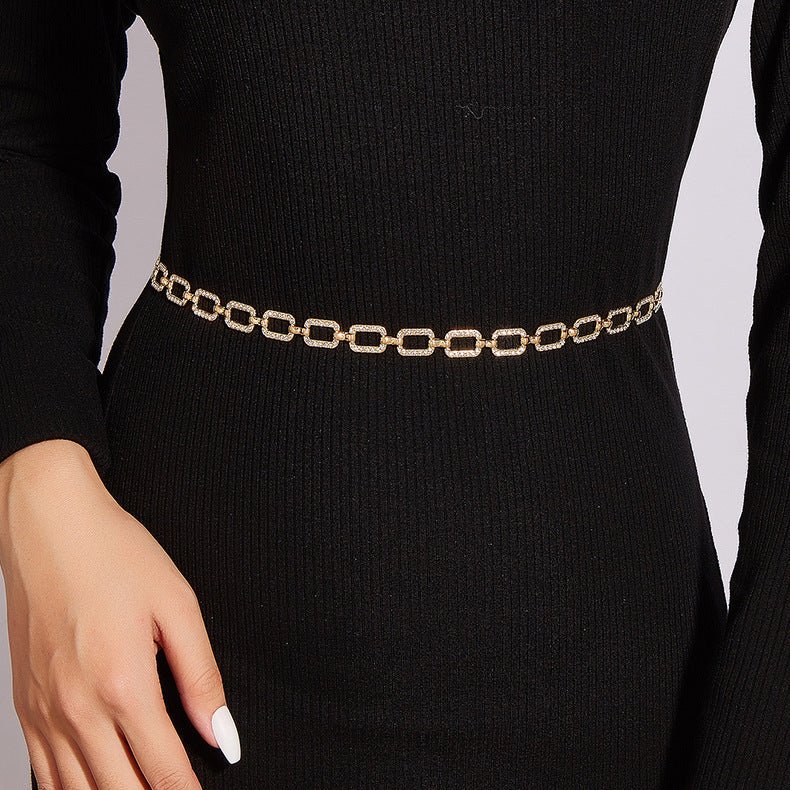 Exclusive Rhinestone Chain Metal Belt for Female