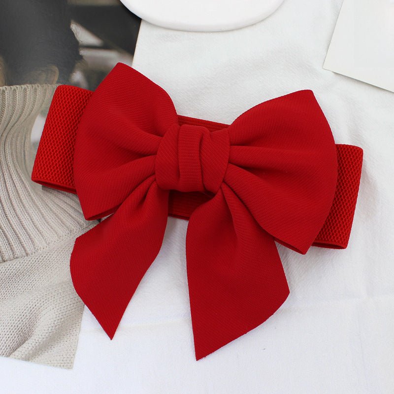 Three Dimensional Large Bows Cotton Wide Ladies Belt