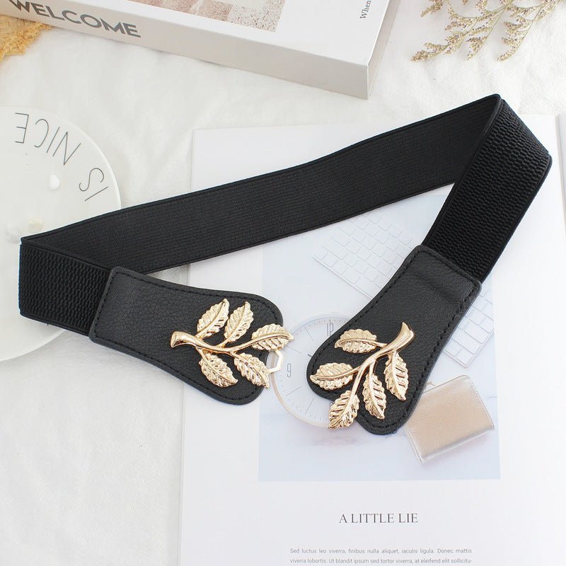 Gold Leaf Toggle Elasticated Waistband Women's Belt